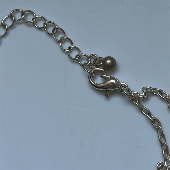 Light Blue Stone & Silver Tone Beaded Triple Strand Necklace - Picture 5 of 5